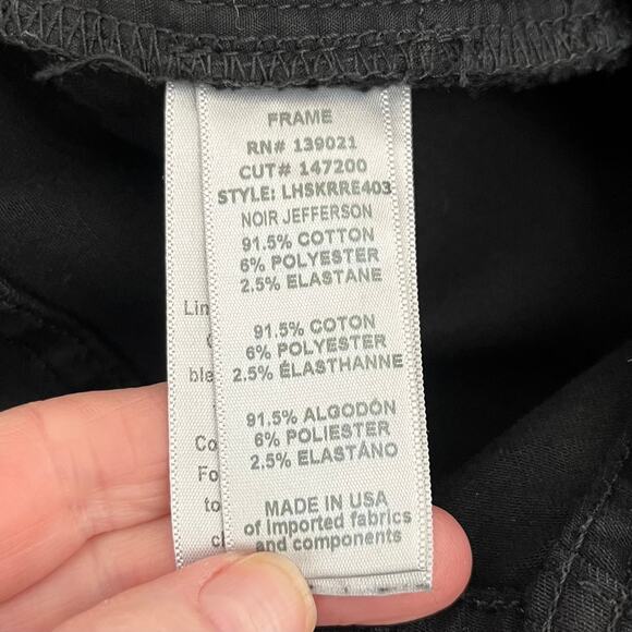 Frame Le High Skinny Low Rise Denim Jeans in Noir Jefferson Black Distressed 26 - Picture 14 of 16